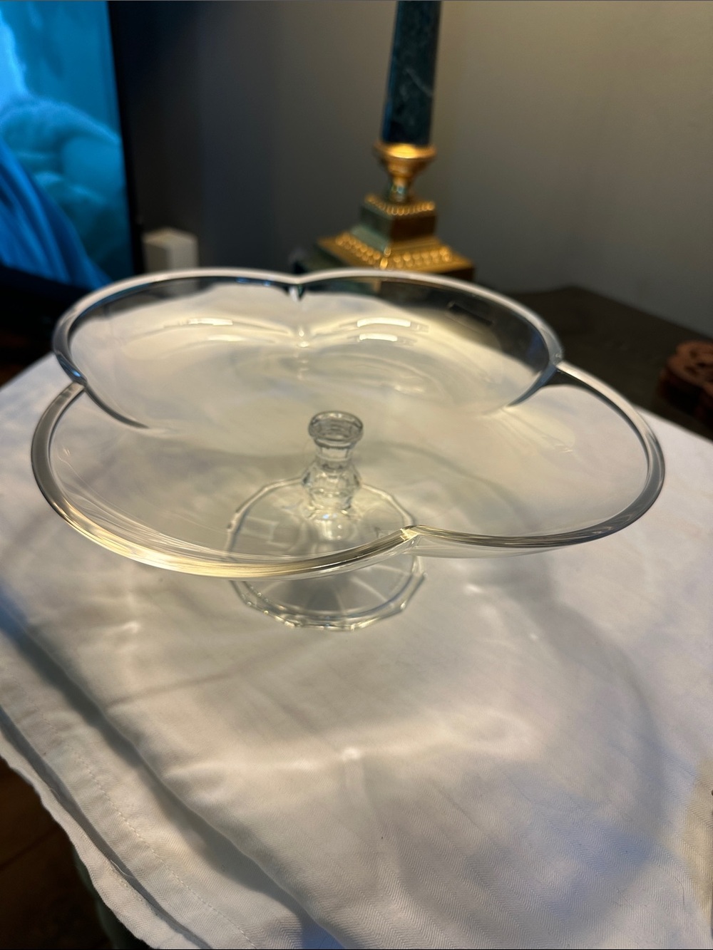 Clover Iittala FLORANCE Clear Glass Floral Pedestal Cake Stand made in Italy 🇮🇹